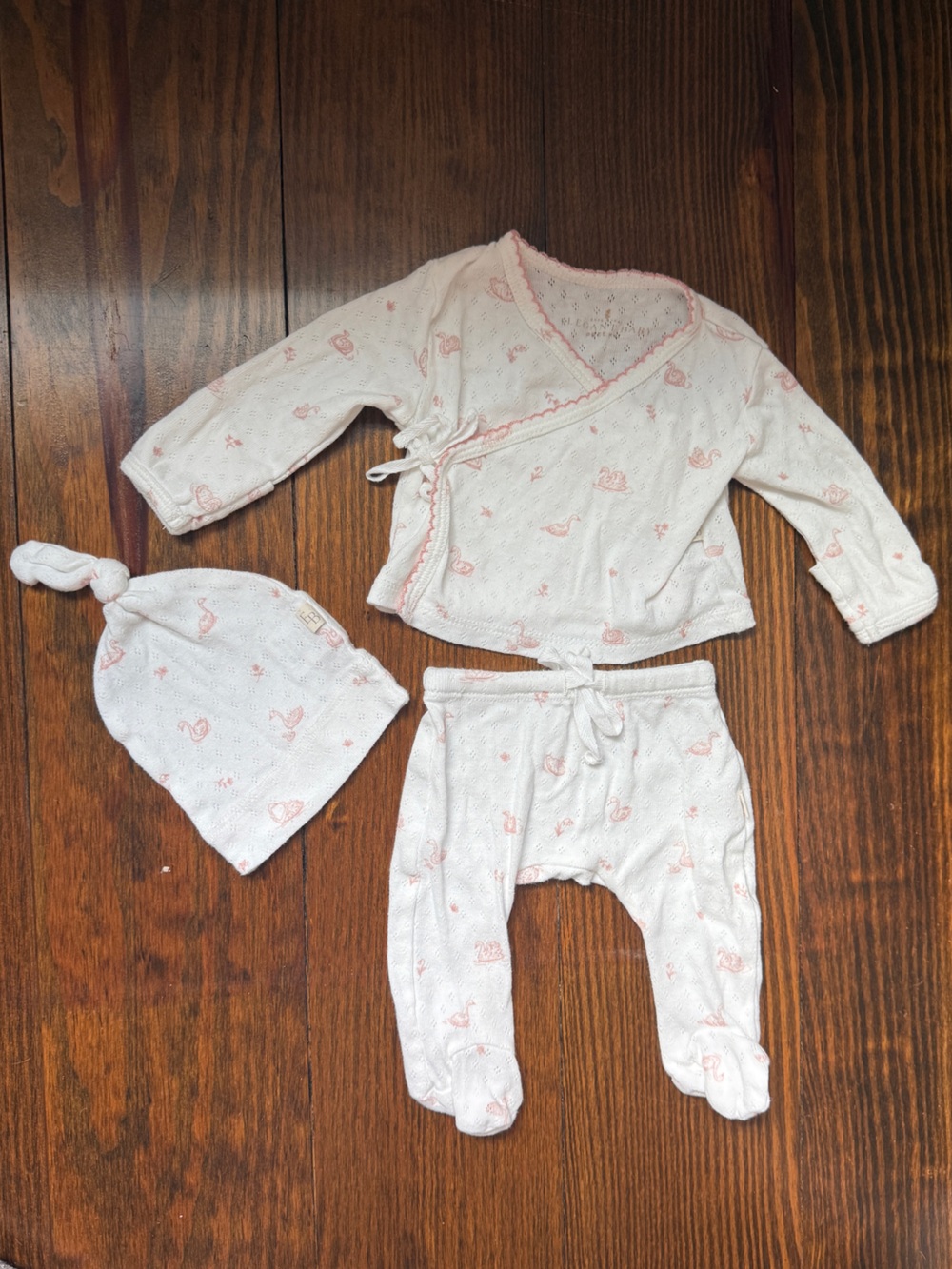 Elegant Baby Baby Girls White & Pink Swaddle-Style Pajama Set